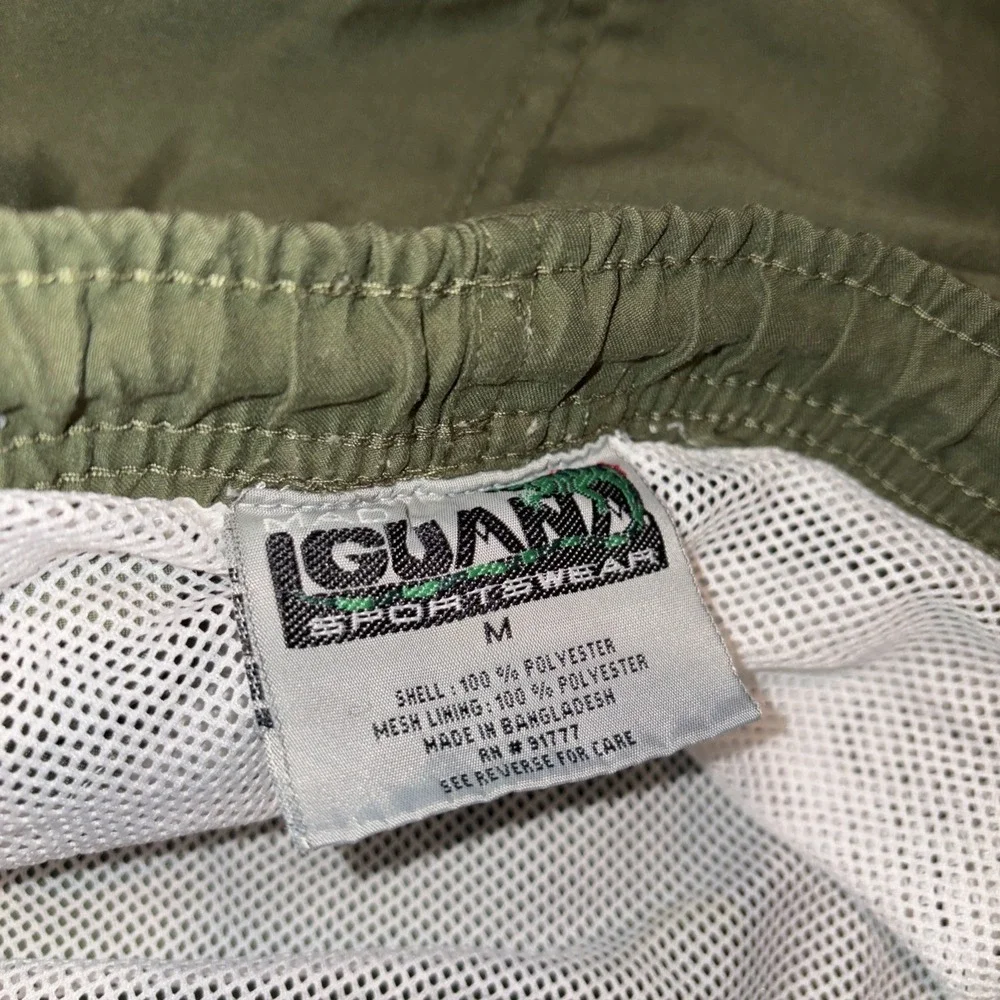 Vintage Mad Iguana Sportswear Men's M Green Swim Shorts Trunks‎ Mesh Lined Y2K